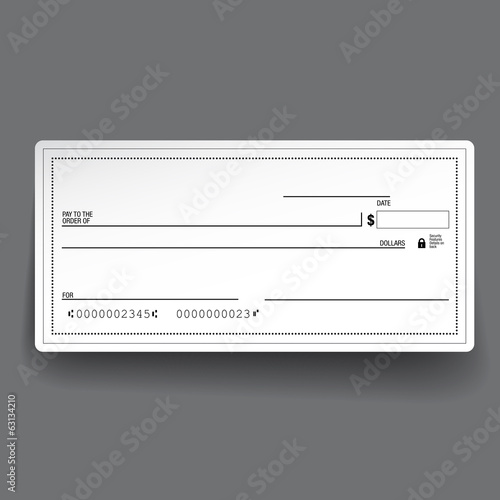 Template of blank banking check