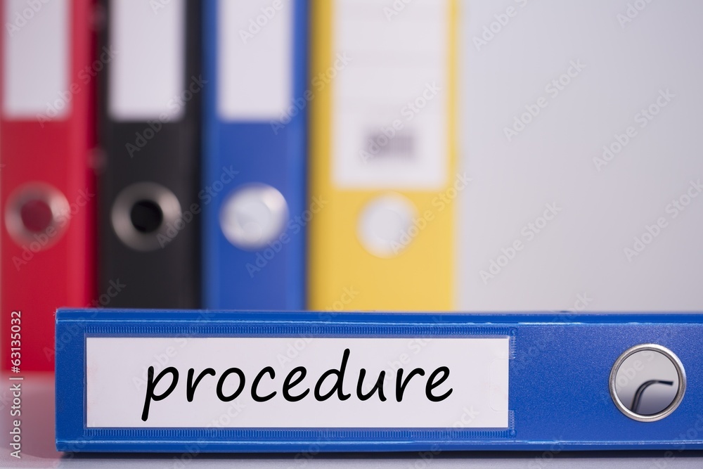 Procedure on blue business binder Stock Photo Adobe Stock