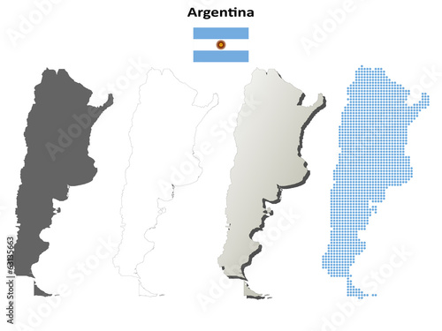 Blank detailed contour maps of Argentina