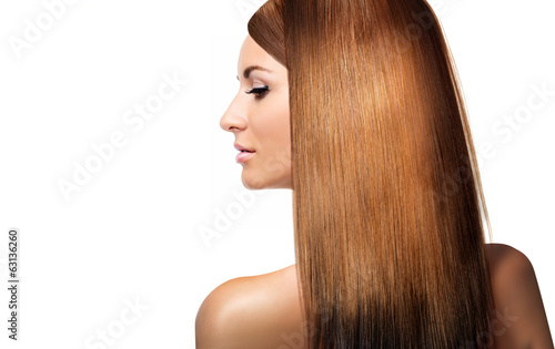 girl with shining laminated hair