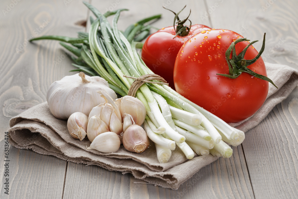 fresh vegetables on napkin fresh vegetables on napkin