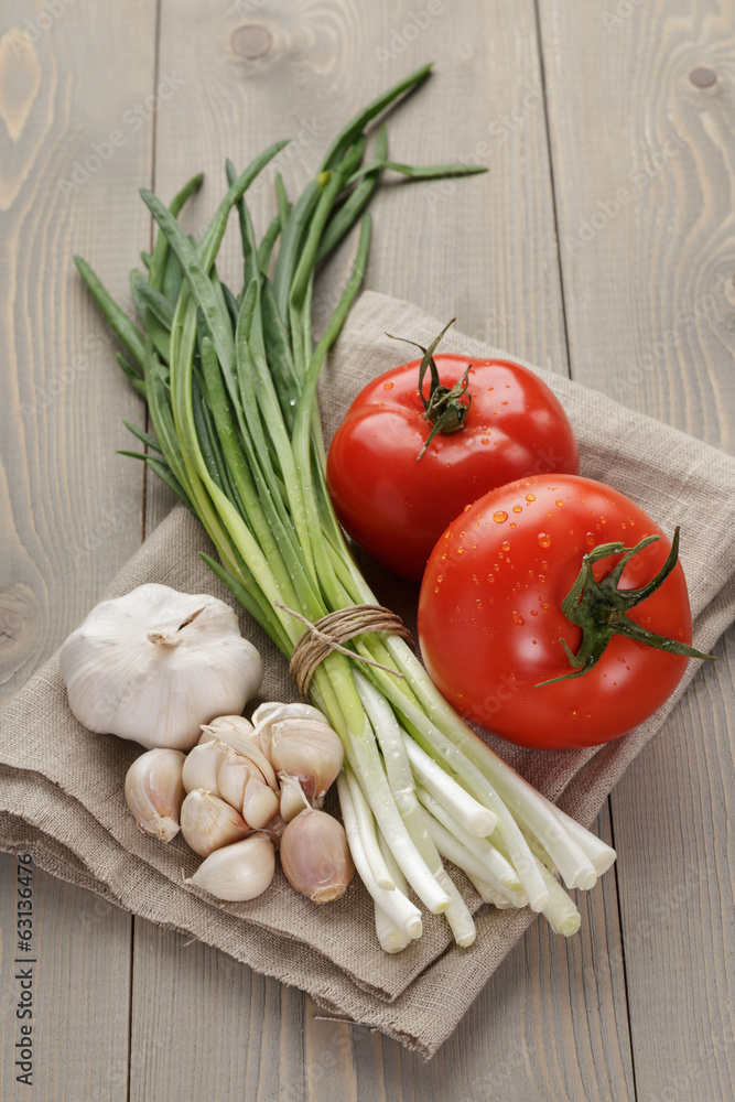 fresh vegetables on napkin fresh vegetables on napkin