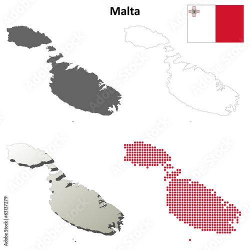 Blank detailed contour maps of Malta