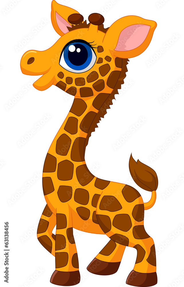 Naklejka premium Cute baby giraffe cartoon