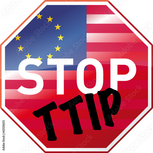 Stopschild EU USA mit STOP TTIP