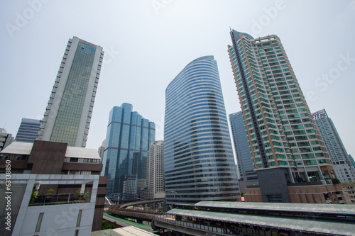 The modern buildings of the city skyscrapers