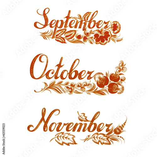 set name of the month autumn