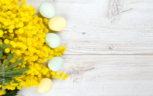 mimosa and marcipan eggs photo