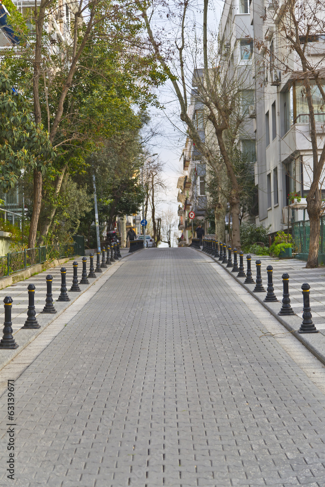 Fototapeta premium View from a neat street in Moda, Kadikoy, Istanbul