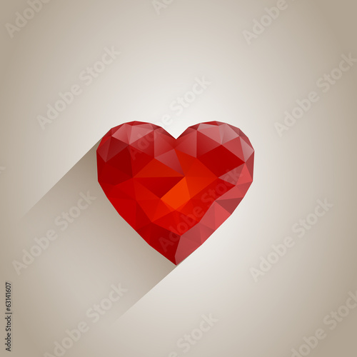Abstract Polygonal Heart with Long Shadow