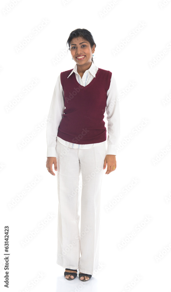 casual indian female in sweater full body smiling casual indian female in sweater full body smiling