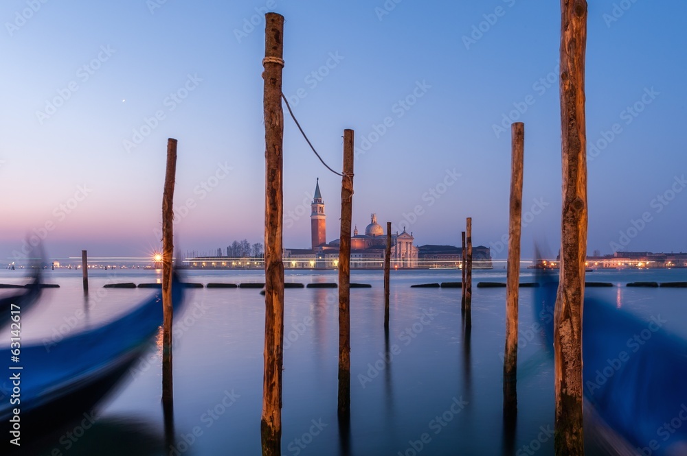 Ile de San Giorgio à Venise au petit matin en Vénétie, Italie