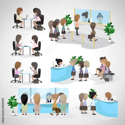 Business Women - Isolated On Gray Background
