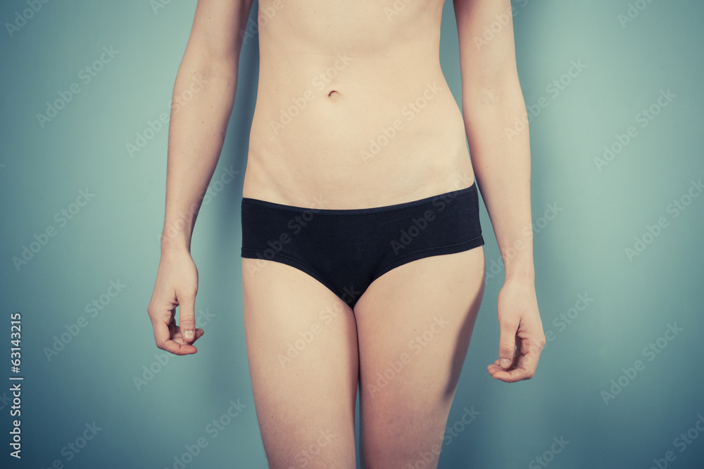Slender woman in black underwear Slender woman in black underwear