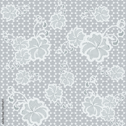 Light seamless lace fabric with floral pattern.