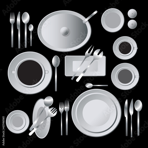 Menu illustration with plates and cutlery