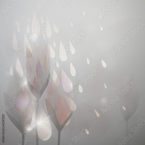 Fototapeta Naklejka Na Ścianę i Meble -  Rain in the garden / Fairy floral background with raindrops