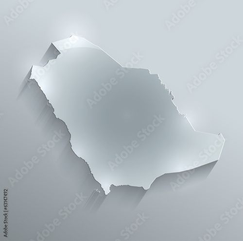 Saudi Arabia map glass card paper 3D