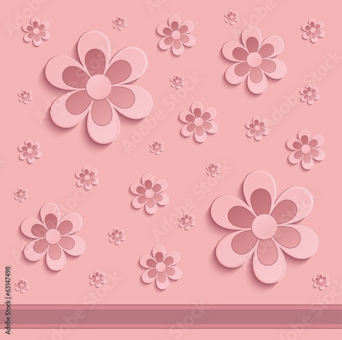 Flowers love Spring paper 3D pink