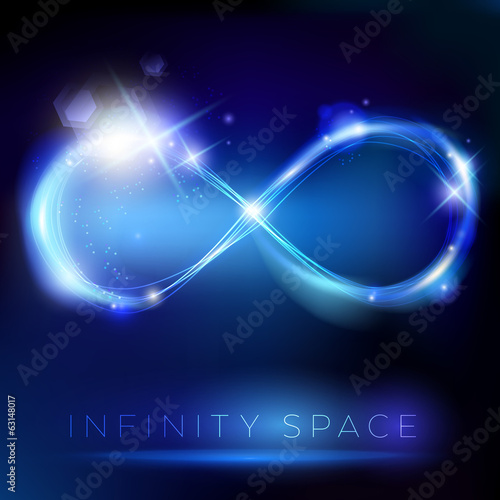 Blue light infinity symbol with lights effects