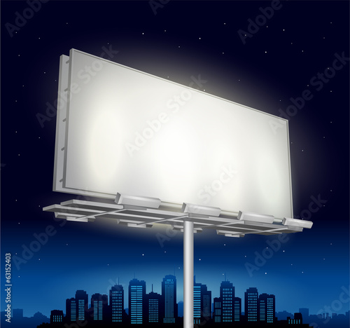 Vector highway ad billboard roadside at night
