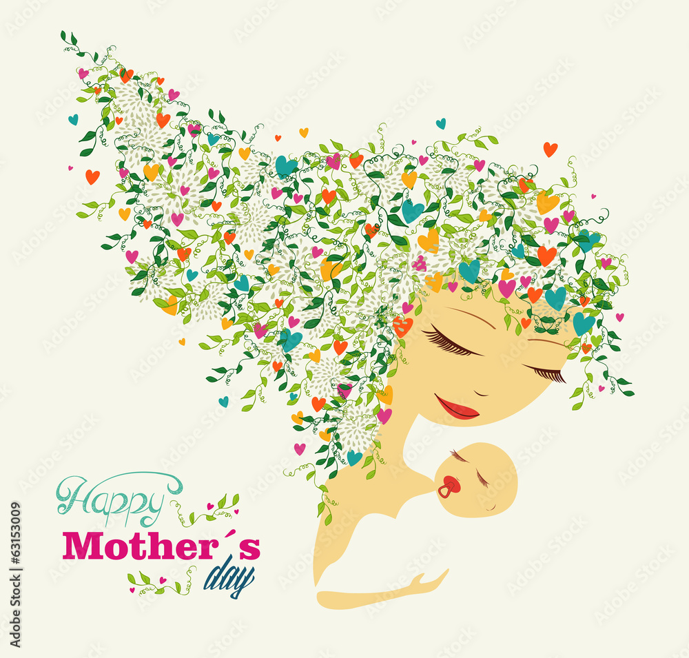 Happy Mothers day greeting card - obrazy, fototapety, plakaty 
