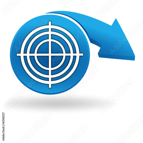 cible sur bouton bleu