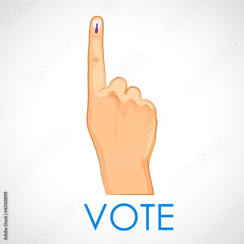 Hand with voting sign of India