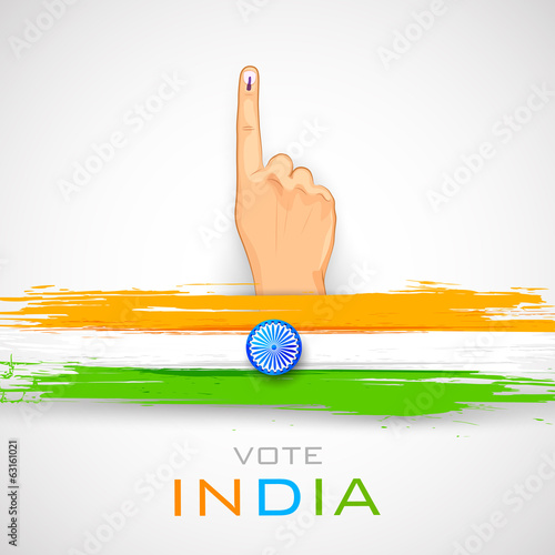 Hand with voting sign of India