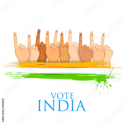 Hand with voting sign of India