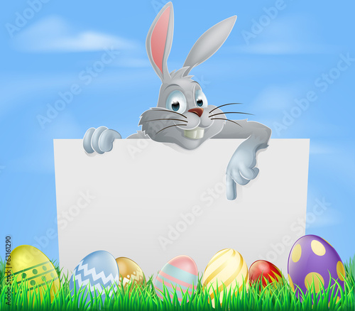 Easter eggs and bunny sign