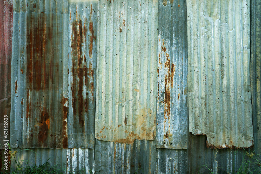 Rusty corrugated metal wall texture background