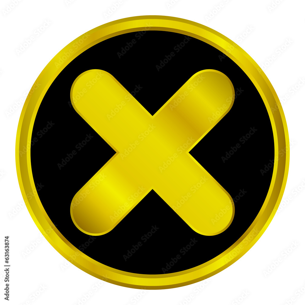 Obraz premium Gold delete sign button