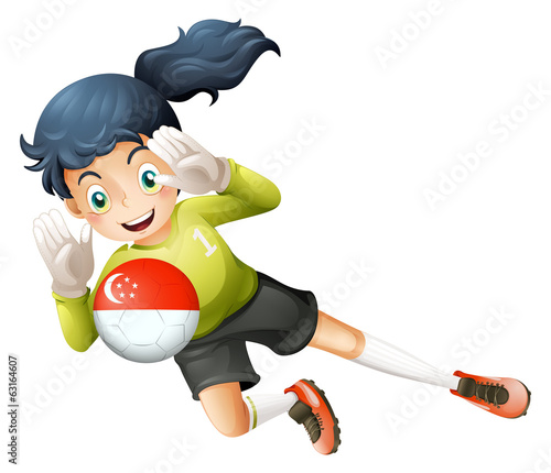 A young lady using the ball with the flag of Turkey