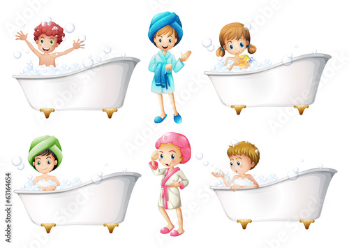 Children taking a bath