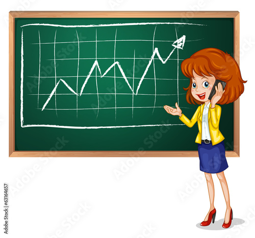 A girl using her phone in front of the board