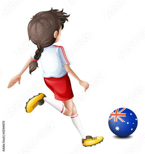 A lady using the ball with the flag of Australia