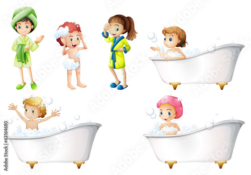 Kids taking a bath