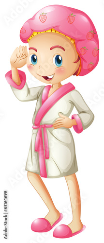 A fresh girl wearing a bathrobe