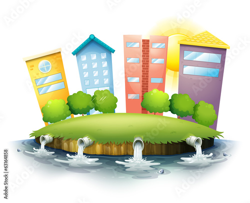 A city with tall buildings