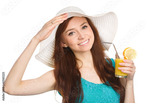 Фотография Young woman wearing summer hat