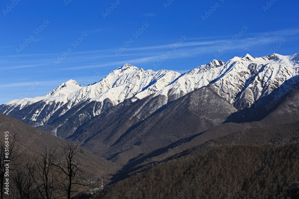 Aerial mountain panorama, North Caucasus, Sochi, Russia Aerial mountain panorama, North Caucasus, Sochi, Russia