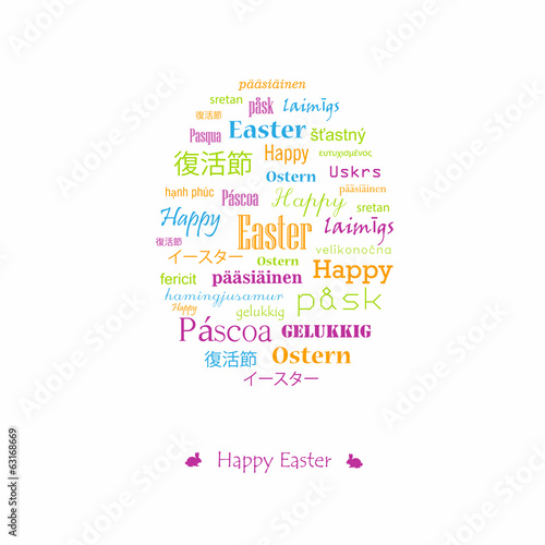 Easter card with greetings in various languages