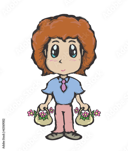 Boy and flowers