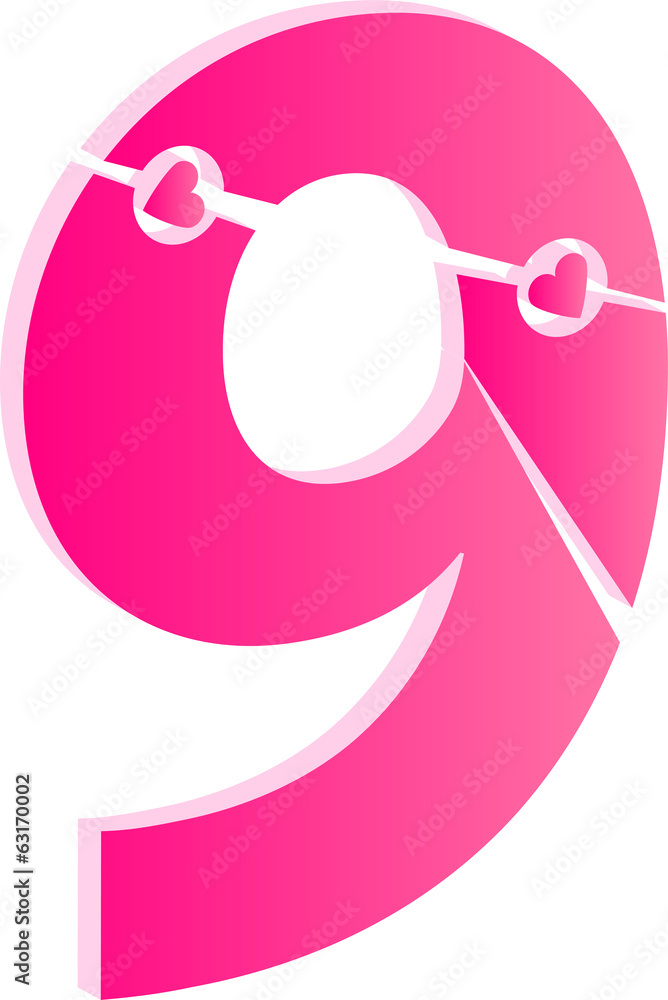 3D Number 9 Love Concept 3D Number 9 Love Concept