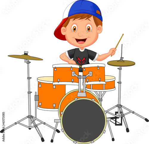Little boy playing drum