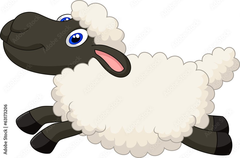 Obraz premium Cartoon sheep jumping