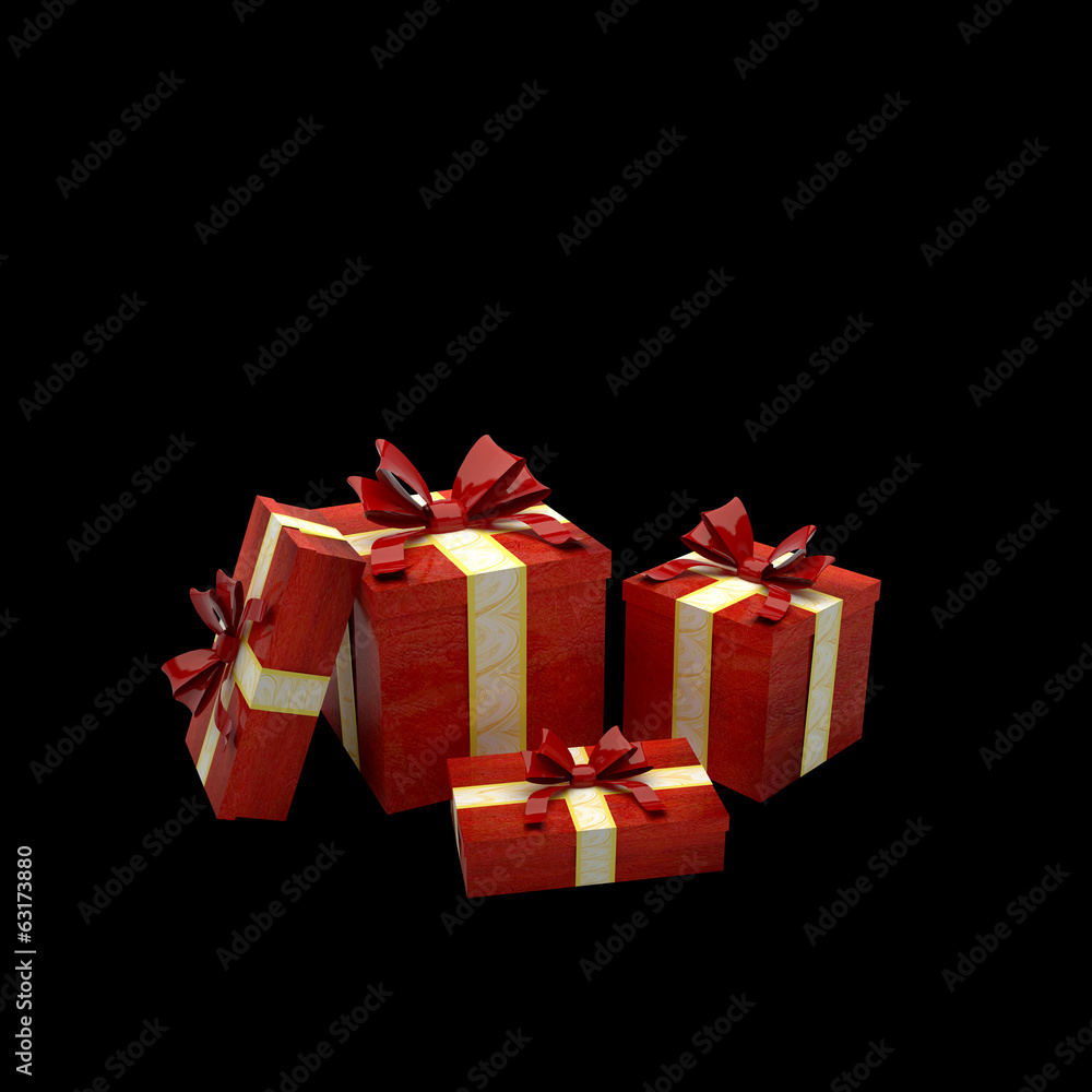 gift box red isolated on black background for christmas gift box red isolated on black background for christmas