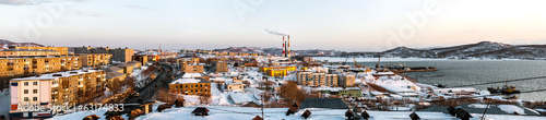 Panorama of Petropavlovsk-Kamchatsky city. Far East, Russia