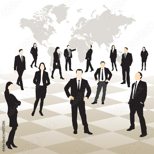 Business people on a chessboard